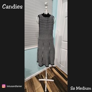 Candies Juniors Black/ White Patterned Knit Dress Sz Medium